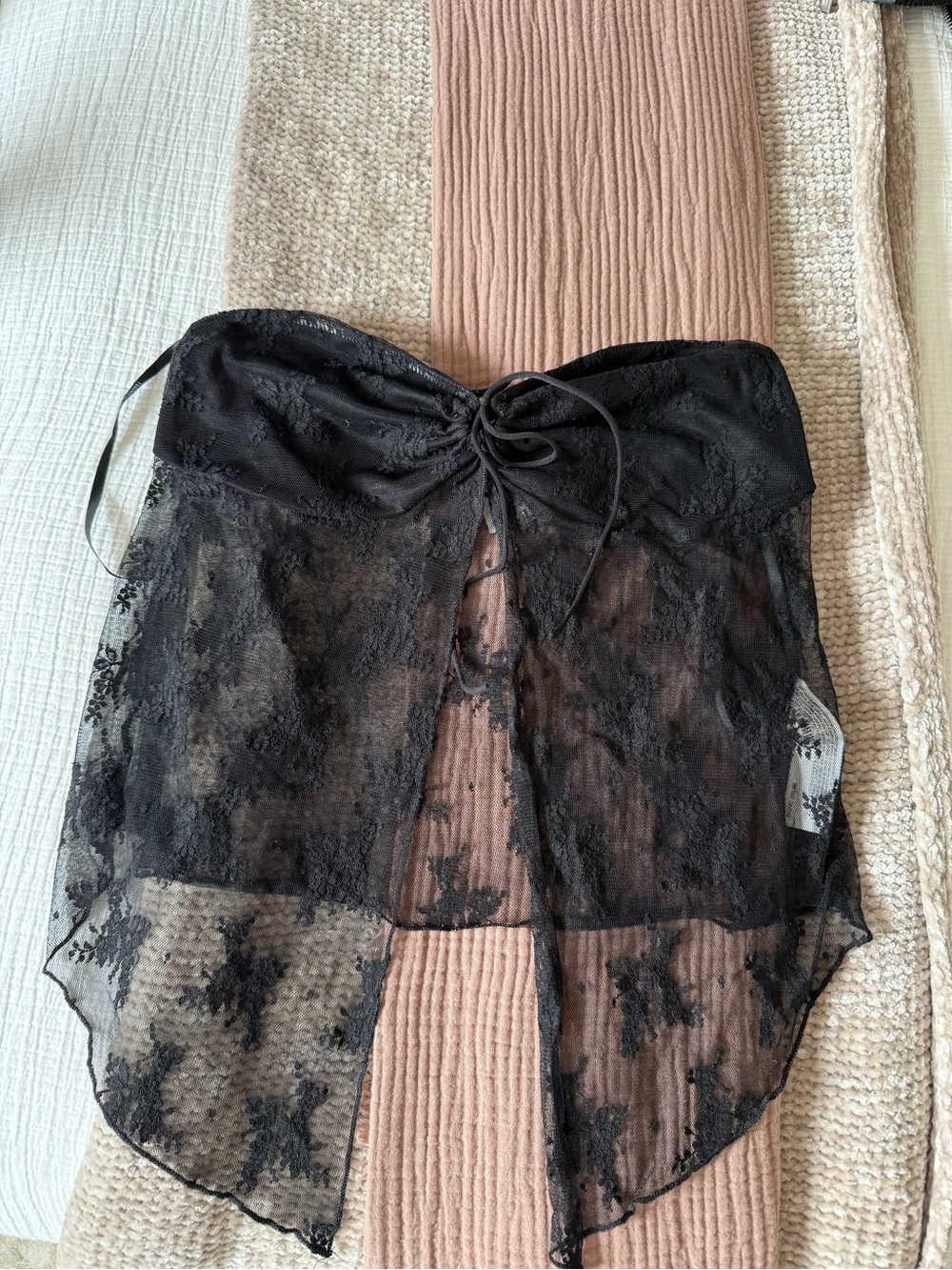 Forever 21 Black Lace Strapless Bandeau Cover-Up